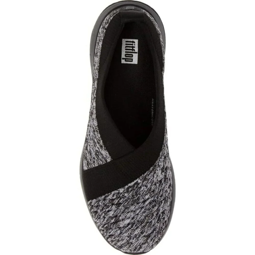 Fitflop Artknit Ballet Shoe Slip On Sneaker Women 5 Gray Black Comfort LIght 36